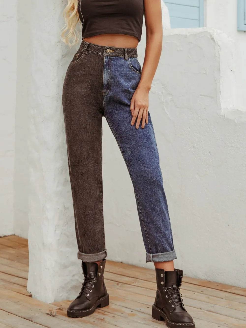 Two Tone Straight Leg Jeans Trendsi 0c3dfe82-4bca-424e-872d-fb072fe09f72-Max