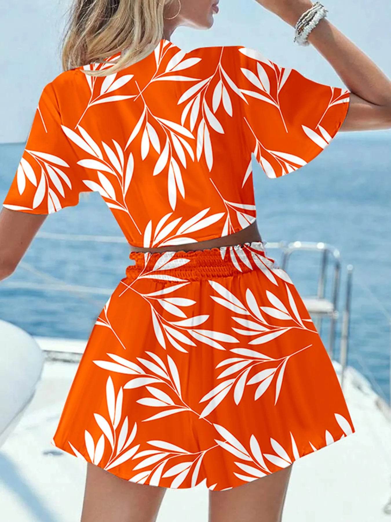 Printed Tie Front Top and Shorts Set Trendsi 0c54065afe814ff6949c5abe1bcf01d9-Max-Origin