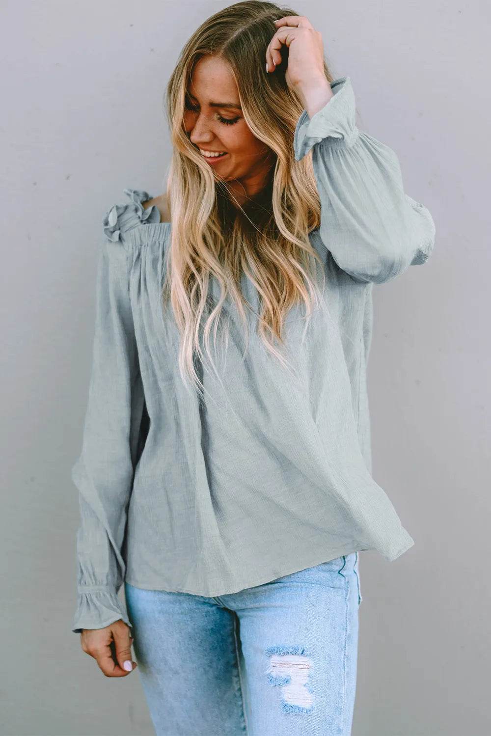 Frill Trim Flounce Sleeve Blouse Trendsi 0c6d09cd671546a0bb4dd6b567a4f4d6-Max