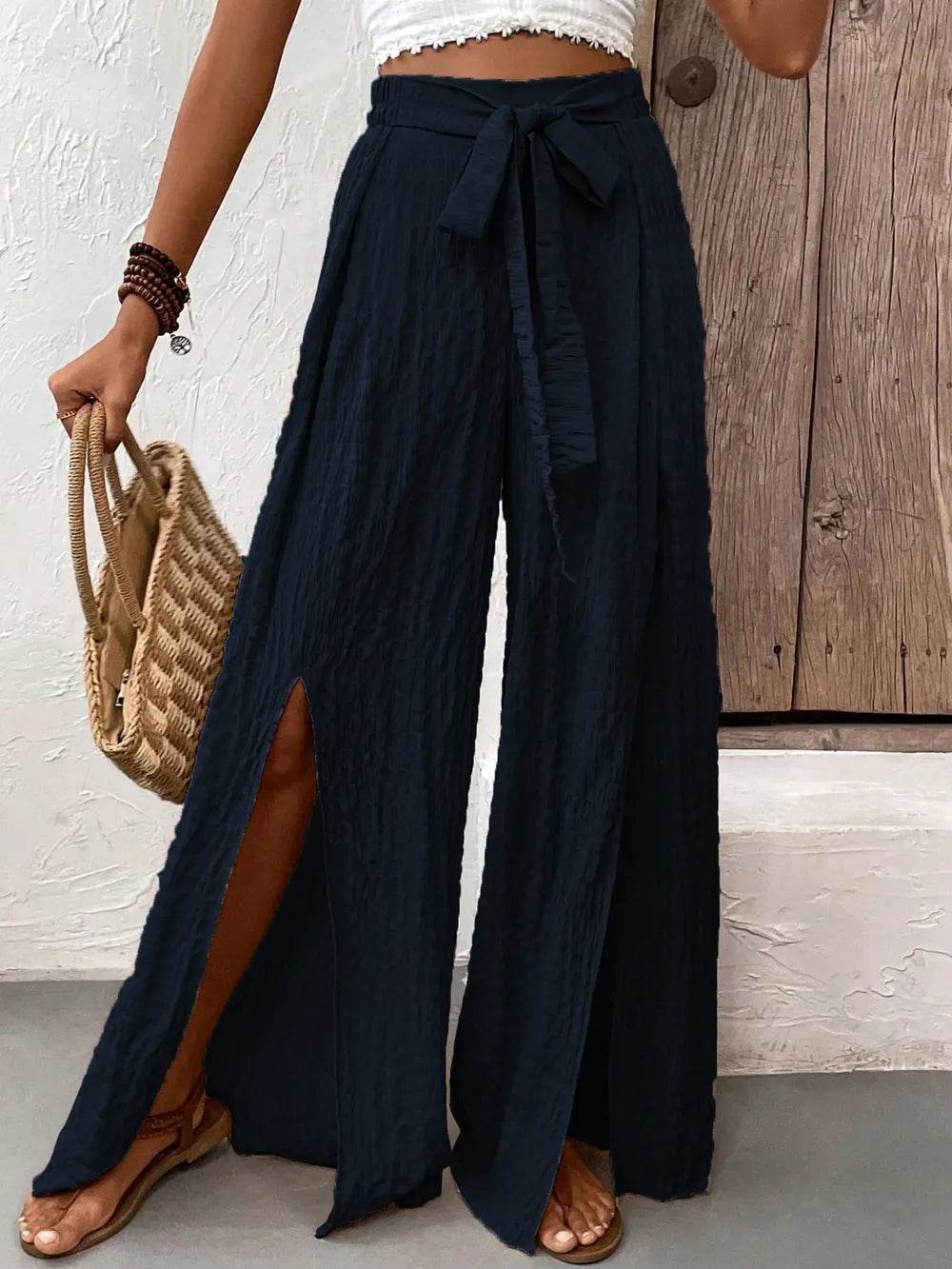 Honey Tied Slit Wide Leg Pants Trendsi 0c7d7850-c94a-4369-8857-85c3275dd550-Max