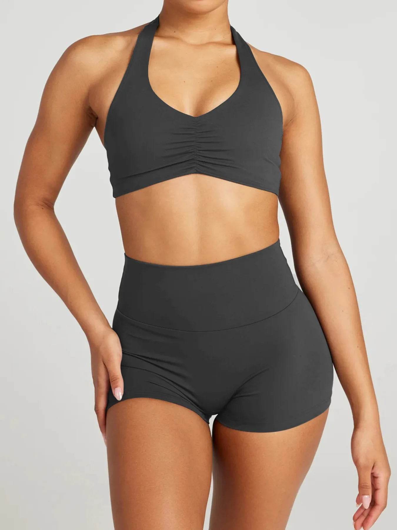 Halter Neck Cami and Shorts Active Set Dark Gray Trendsi 0ca12089491243de9848fc2ad0466642-Max-Origin