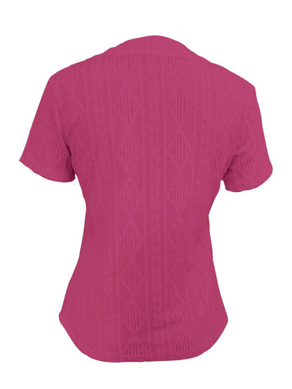 Textured Notched Short Sleeve Blouse Trendsi 0ca148ee00be485ba83d8553ce552a38-Max-Origin