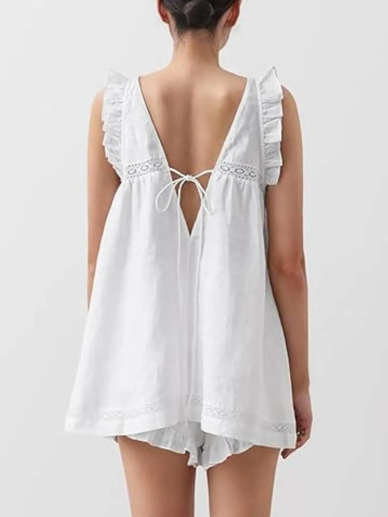 Ruffled V-Neck Top and Shorts Set Trendsi 0cb0dbc9-2e97-4674-aeed-eb27a7356cd8-Max-Origin
