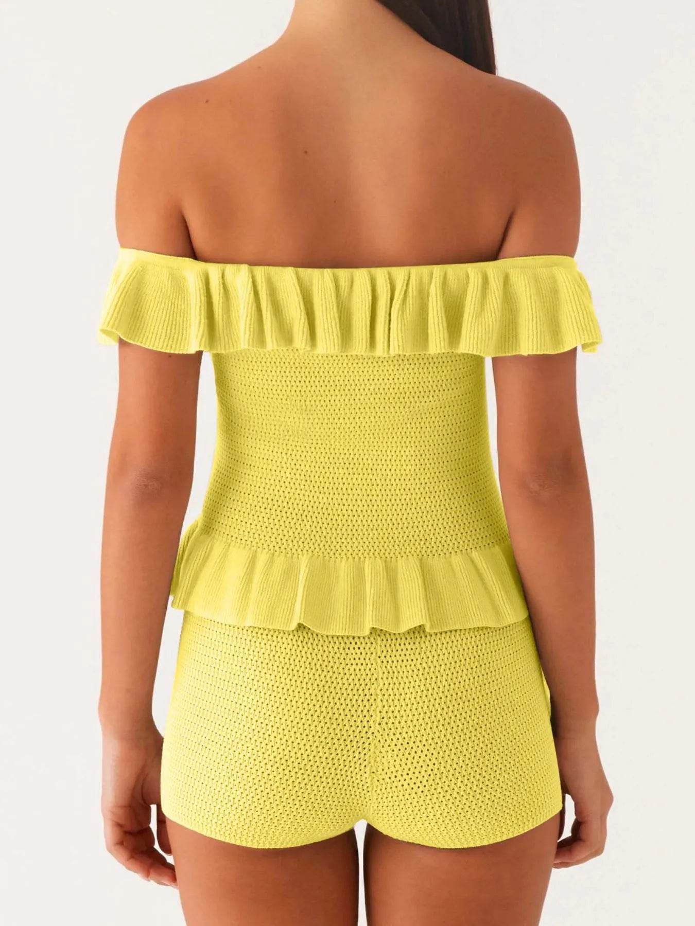 Off-Shoulder Ruffle Top and Shorts Sweater Set Trendsi 0d44b5e0-6fbe-46ee-ad01-2f5f76556b37-Max-Origin
