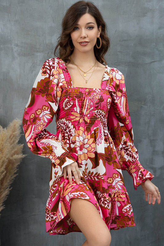 Floral Square Neck Flounce Sleeve Dress Multicolor Trendsi 0d5705b7e6c54277a6c32c1b927920e1-Max