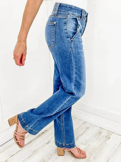 Washed Straight Leg Jeans Trendsi 0d8bf5e3-f96d-4206-9830-4420c2ffd748-Max