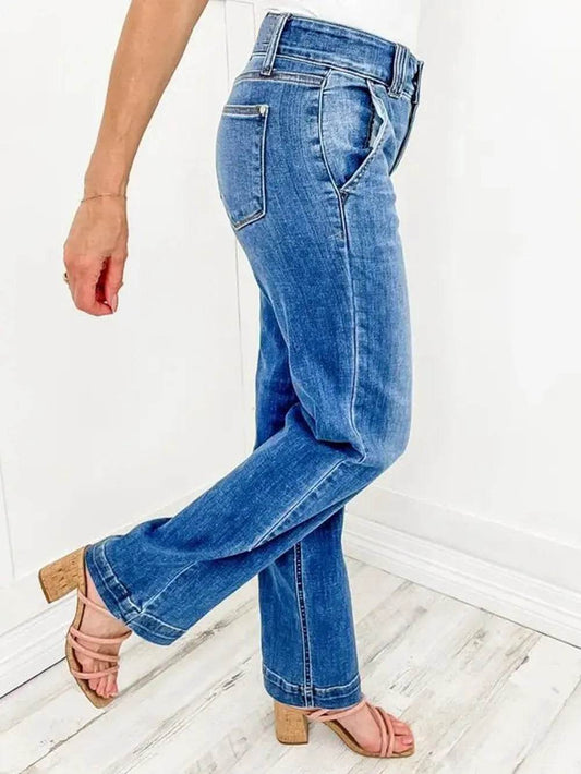 Washed Straight Leg Jeans Trendsi 0d8bf5e3-f96d-4206-9830-4420c2ffd748-Max