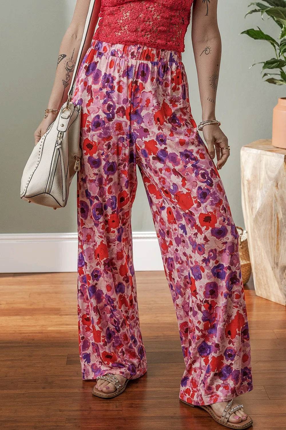 Floral Wide Leg Elastic High Waist Pants Trendsi 0dc1f5b0-90f1-4682-9658-99c60bffac90-Max