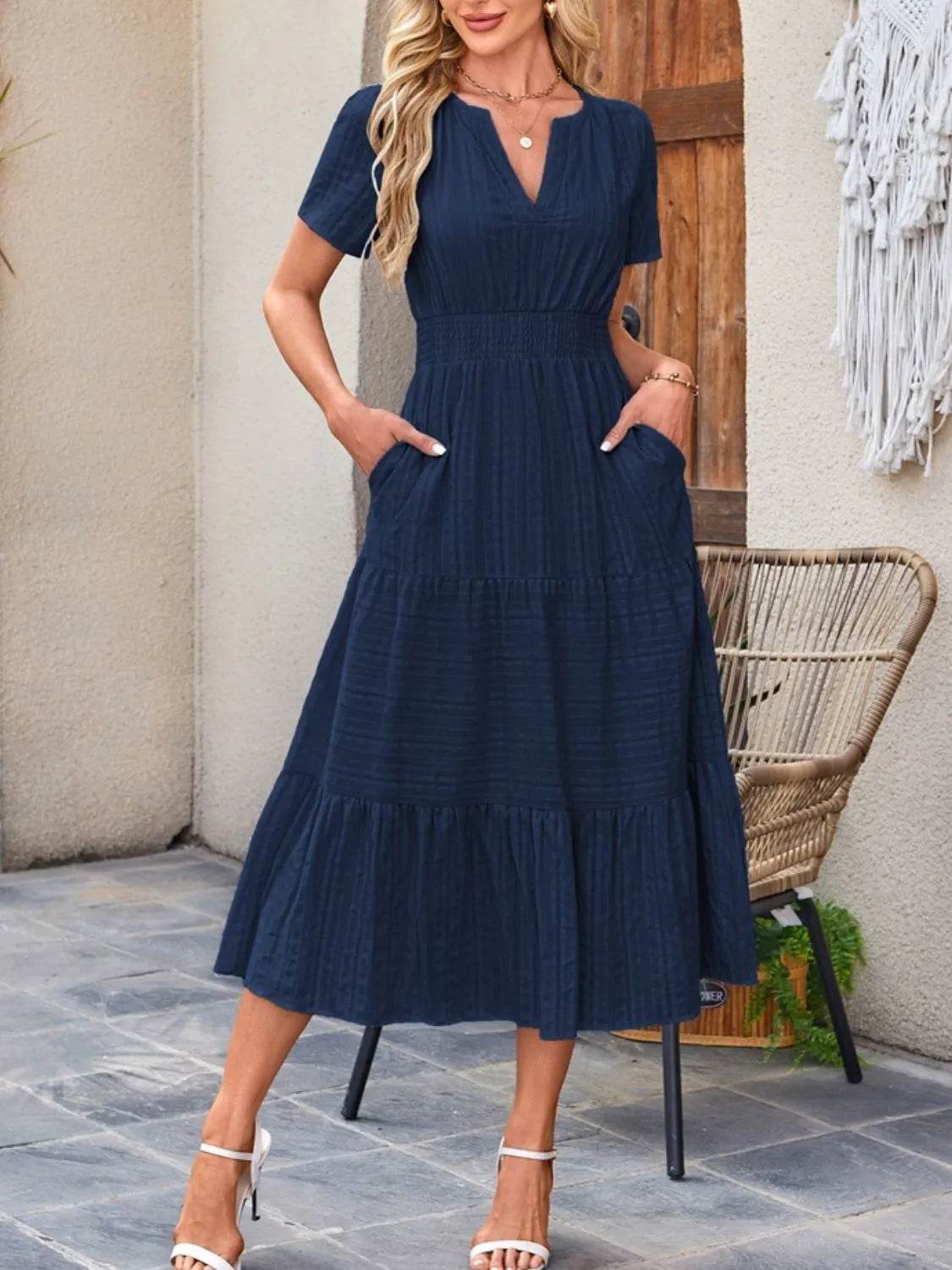Tiered Notched Short Sleeve Dress Dark Blue Trendsi 0e3f538f-25f0-4737-87c0-c90ed6c52305-Max-Origin