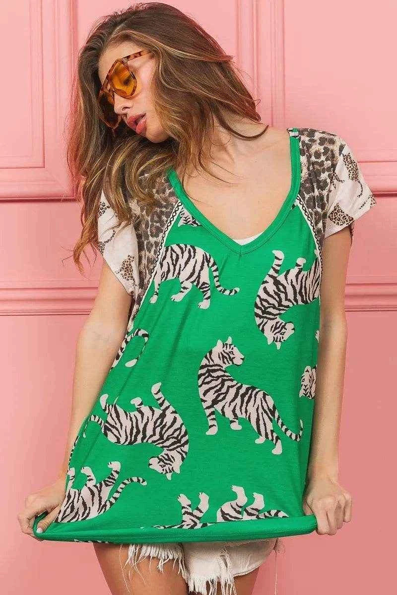 BiBi Tiger Printed Jersey Block T-Shirt with Aztec Trim Trendsi 0e53c961903b484d9f81b3413b4a3593-Max-Origin