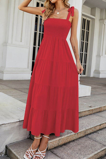 Tie-Shoulder Smocked Tiered Dress Red Trendsi 0e891dc872ac412ea00fee7abd510088-Max