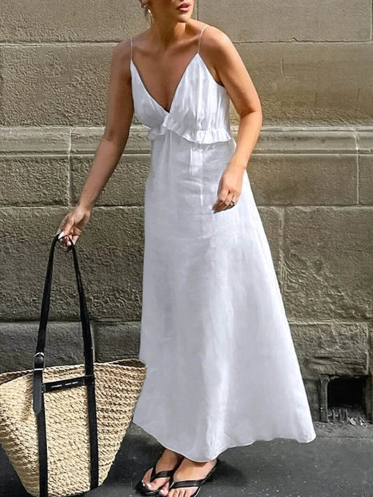 Ruffled V-Neck Maxi Dress White Trendsi 0e92b108-446e-4fac-a244-52dc64720c96-Max-Origin