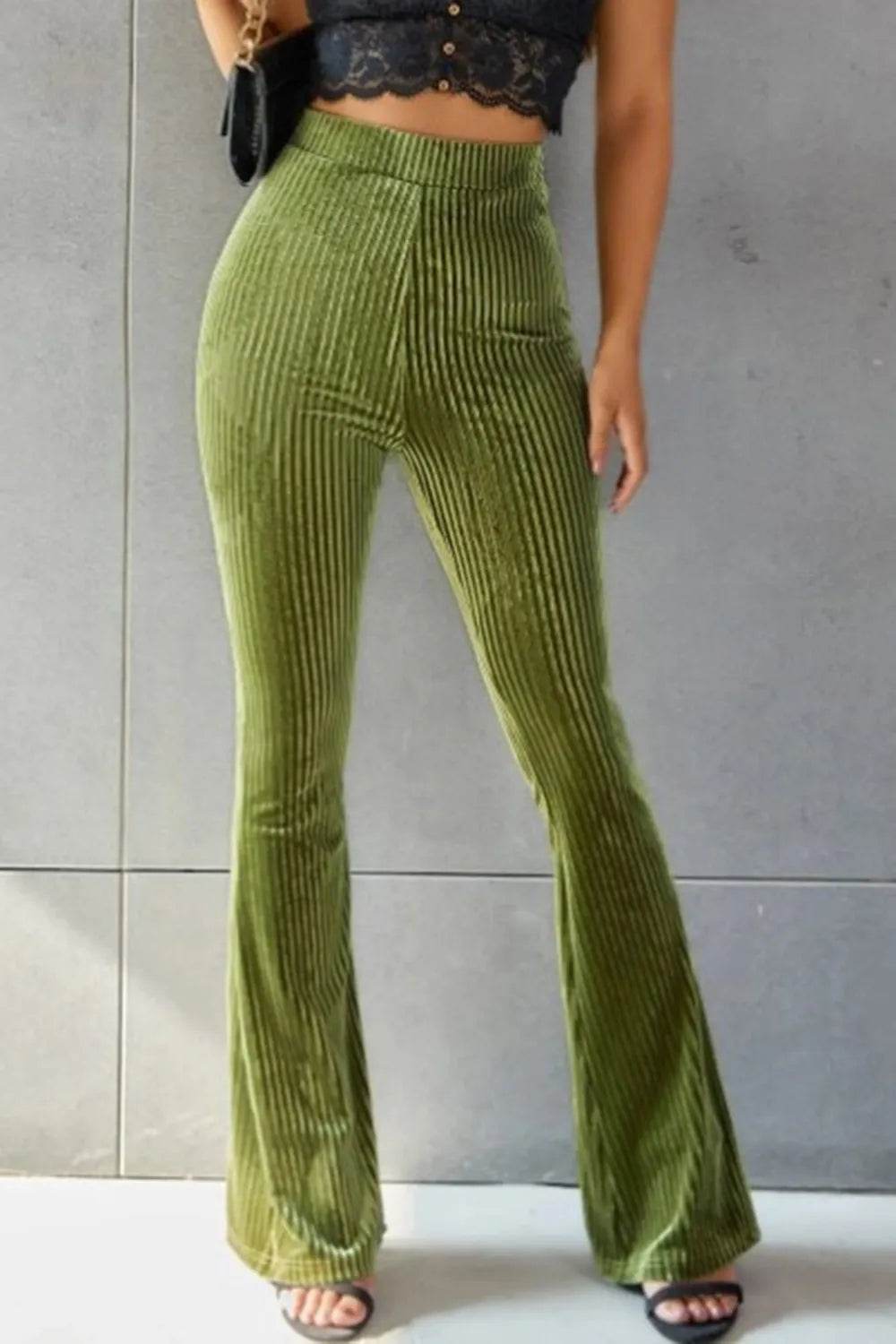 Ribbed High Waist Flare Pants Trendsi 0e99eff7-63ff-4324-a441-99b92118462f-Max