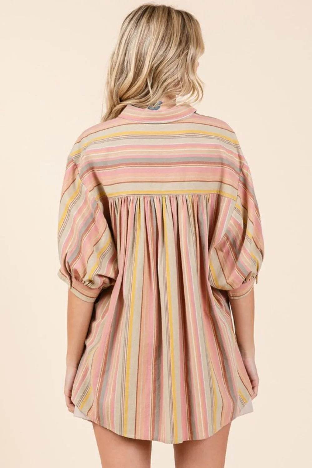 Mittoshop Striped Bubble Sleeve Button Down Shirt Trendsi 0ef23129-253b-4c3f-bd2c-a0f05f50a8e3-Max