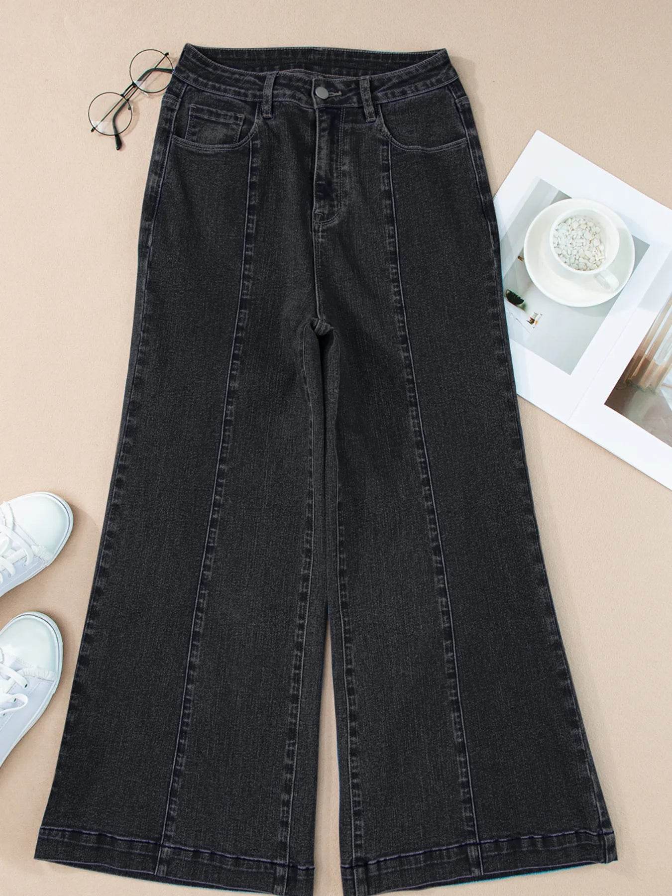 Seam Detail Flared Bottom Ankle Length Jeans Trendsi 0f2eb895e5934413ae565ed0bbd555fb-Max-Origin