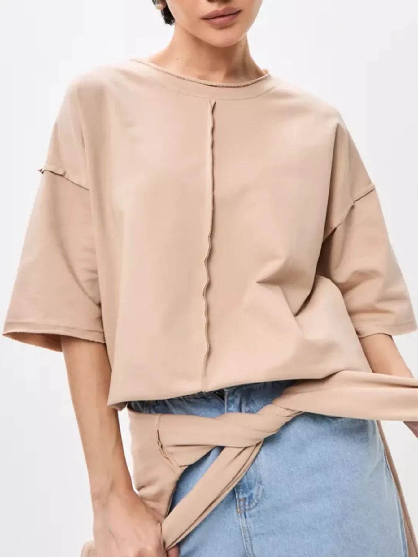 Round Neck Half Sleeve T-Shirt Khaki Trendsi 0f3441c9-31b4-49c2-bad6-72cc6bdb8b1c-Max-Origin