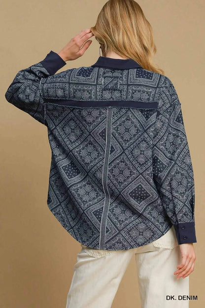 Umgee Paisley Print Denim Shirt Jacket Trendsi 0f5c7aa3-d3e4-43cc-99ad-46f659ace73b-Max-Origin