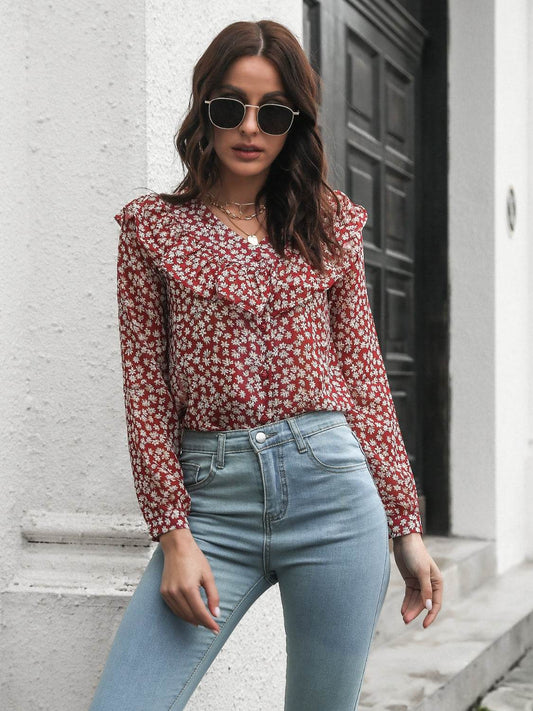 Printed Statement Collar Long Sleeve Blouse Deep Red Trendsi 0f605c55cc564c329d2eb28360bd0b3a-Max