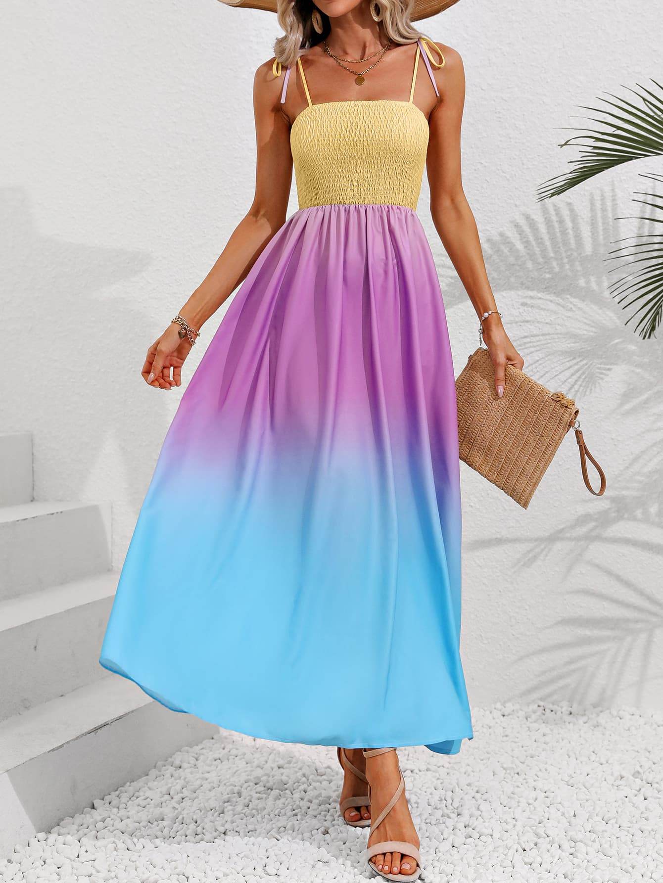 Honey Color Block Tie Shoulder Smocked Maxi Dress Trendsi 0f89dbfad578457da37bad37d8f0a455-Max
