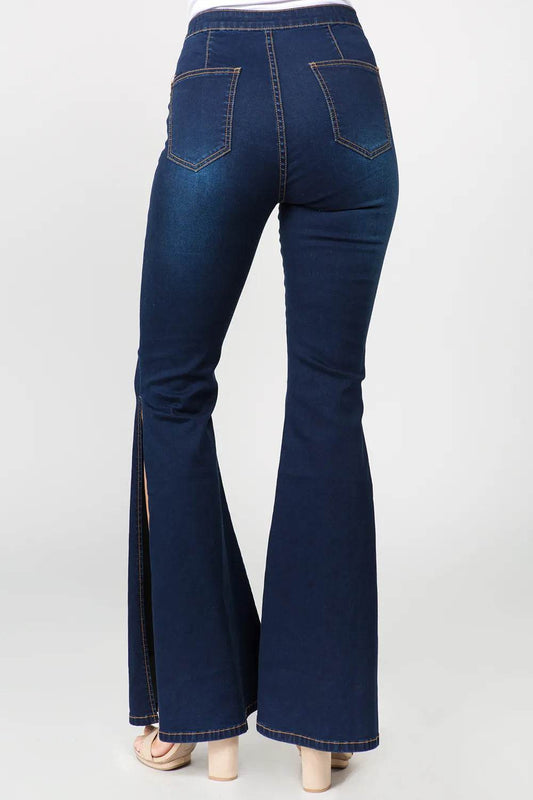 American Bazi Side Slit Flare Jeans Trendsi 0f94df5b-4e9a-4050-92af-eaecaab66915-Max