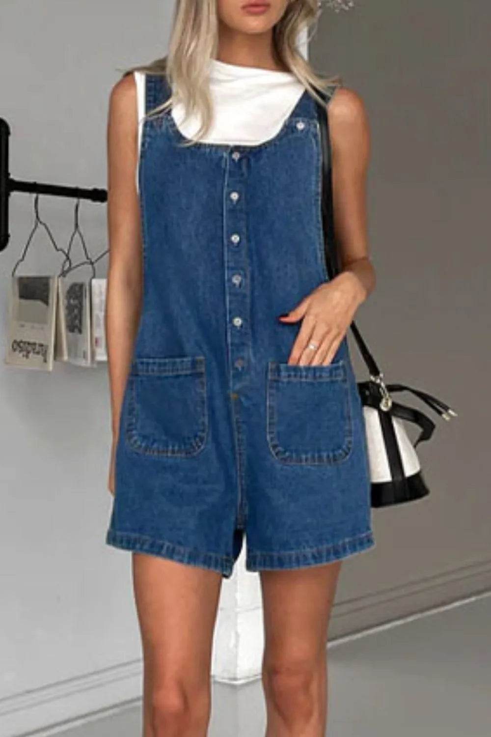 Button Front Denim Overall Shorts with Front Pockets Trendsi 0fb7f806-eb0c-4b85-8006-d4dd9f812735-Max-Origin