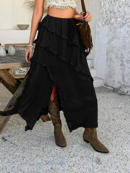 Devine Slit Drawstring Ruffled Skirt Trendsi 0fb9a747-c0b1-40b6-a12a-b413e7640e90-Max