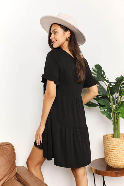Mandy V-Neck Flounce Sleeve Tiered Dress Trendsi 0fdacc0b3e544d7c9fe4e28bc3bb76a1-Max