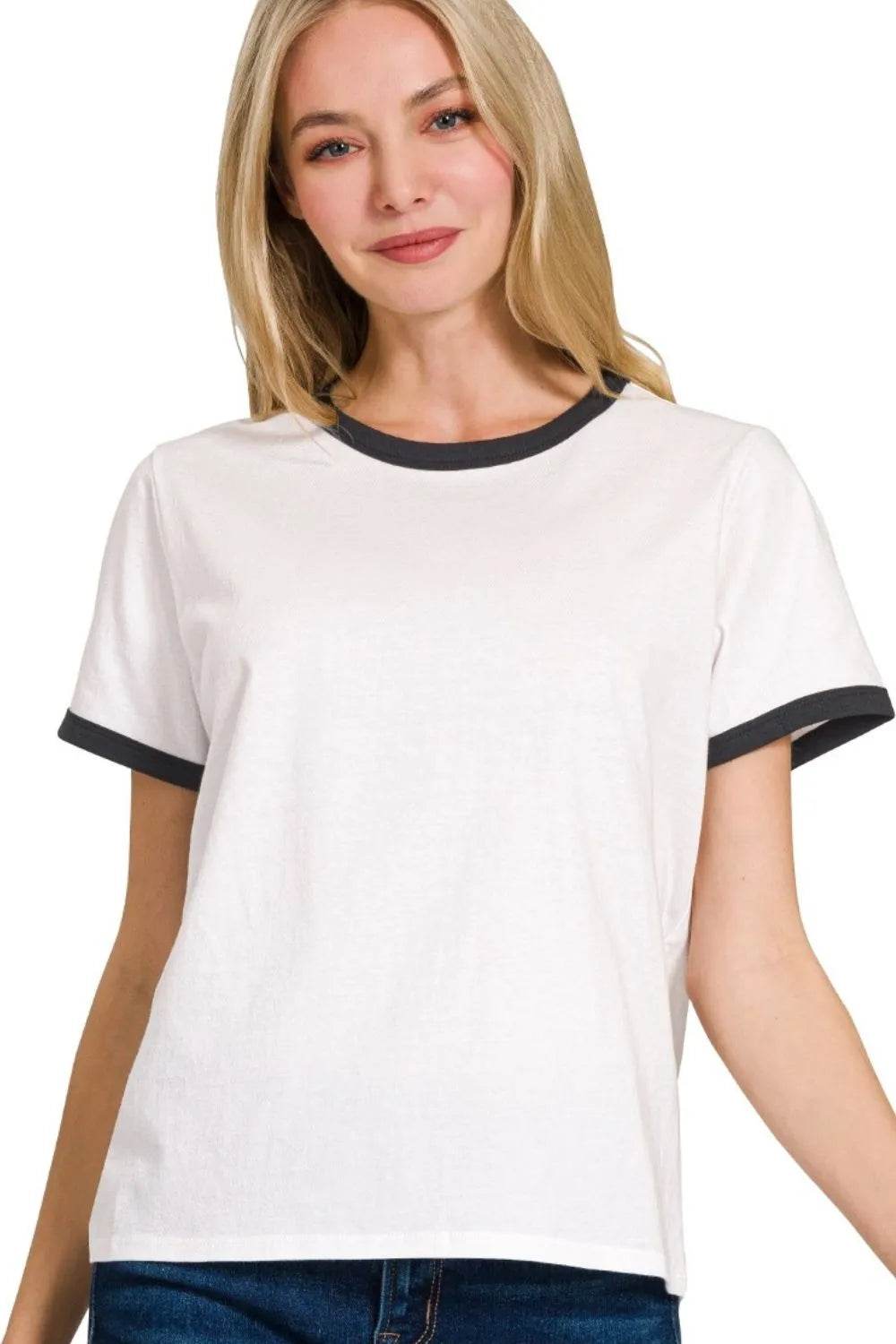 Zenana Contrast Binding Short Sleeve Tee Shirts Black Trendsi 0ffed894-e910-4ac2-a91b-6784a39873cf-Max-Origin