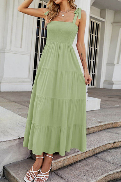 Tie-Shoulder Smocked Tiered Dress Trendsi 1003cb8567fc4a5aa5795f2b24c29334-Max
