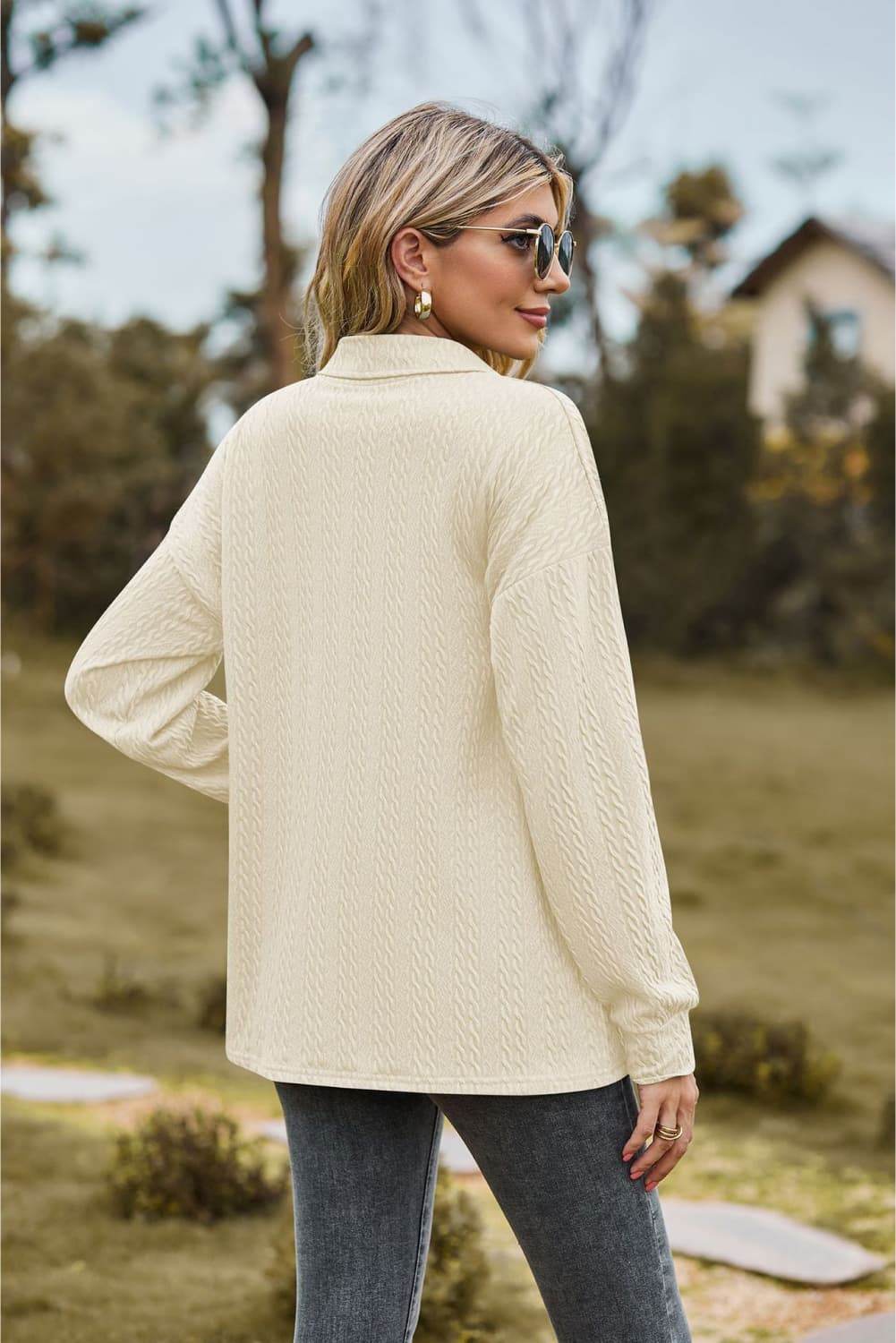 Collared Neck Long Sleeve Blouse Trendsi 10114360e63d4e95bea7e7526ce32d40-Max