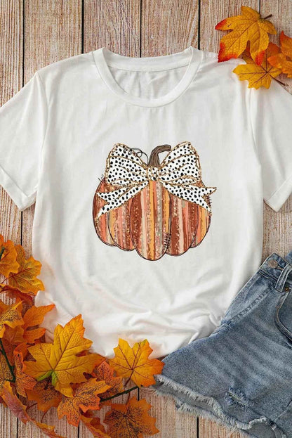 Full Size Pumpkin Round Neck Short Sleeve T-Shirt Trendsi 101739ff-6674-46ef-a73f-a1398a55f6fa-Max