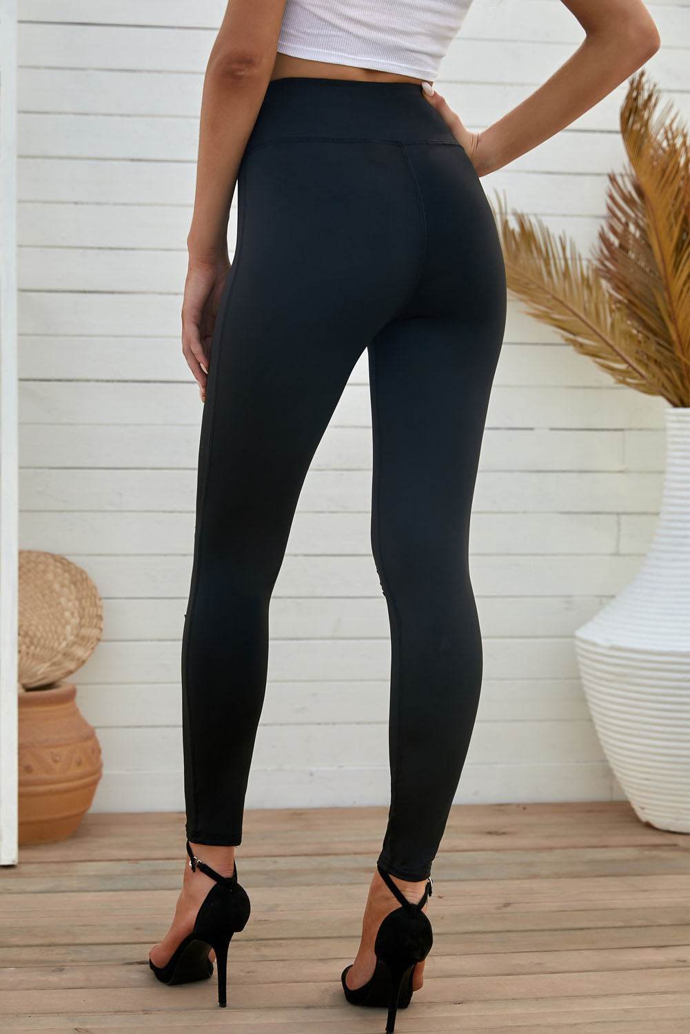 Wide Waistband Distressed Slim Fit Leggings Trendsi 10336d6a48ca44afb783740fbcf5d9ab-Max