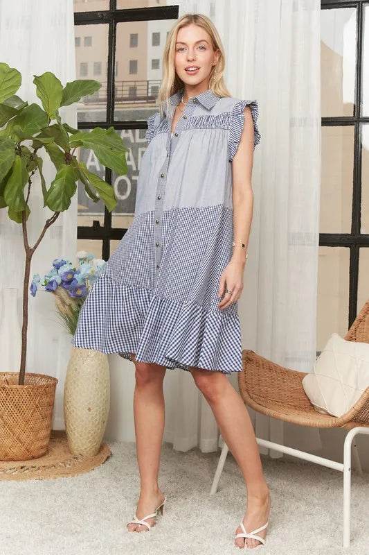 ADORA Button Down Textured Babydoll Dress Trendsi 108a3bf066de46e499a13c1d68a651d6-Max-Origin