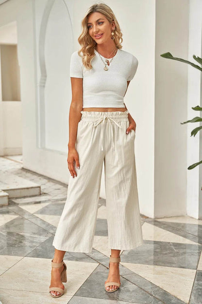 Drawstring Paperbag Waist Wide Leg Pants Trendsi 1093da15-de7b-47fa-b42f-d8cab227b6a9-Max