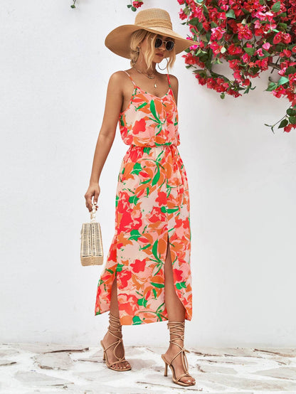 Printed Spaghetti Strap Front Slit Dress Trendsi 109c381d13fb4bc3bebf9921c2ac7f93-Max