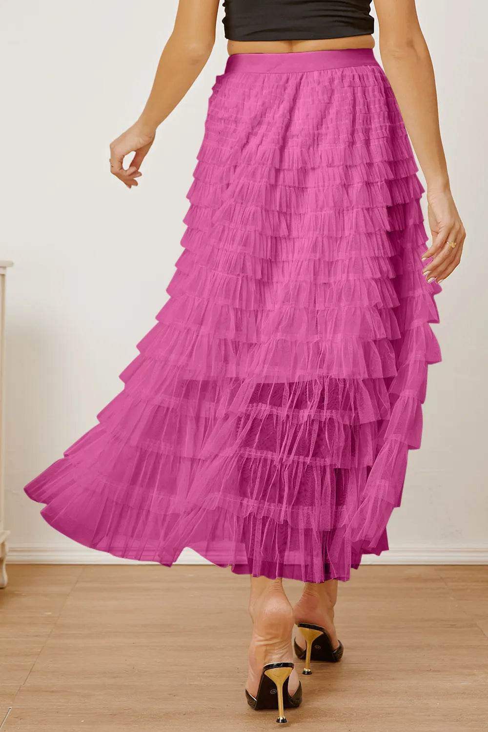 Ruched High Waist Tiered Skirt Trendsi 109d0a2b-62b3-410c-818d-c10edbdf6d3a-Max