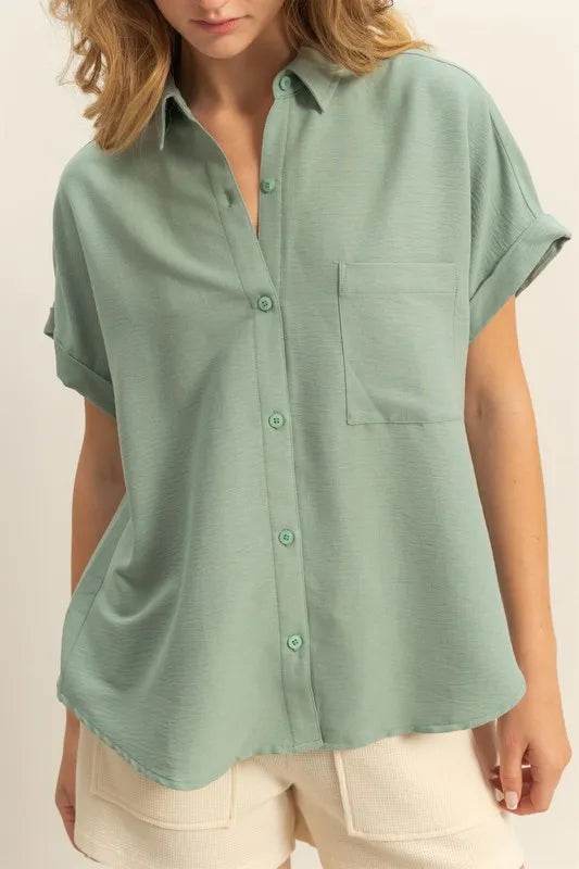 HYFVE Button Down Collared Neck Short Sleeve Shirt Trendsi 113c6904e17443c09af1029d278393c3-Max-Origin