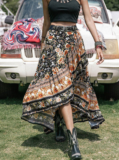 Printed High-Low Ruffle Hem Skirt Trendsi 114ab9fc220845b4a85d32eefe8849ed-Max