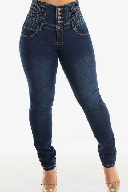 High Waist Buttoned Skinny Hip Lifting Jeans Dark Trendsi 118365e8-3a68-4c16-aa8e-cd118e26c95e-Max