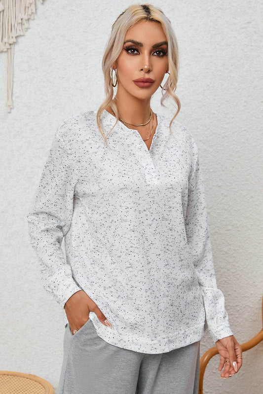 Buttoned Long Sleeve Top White Trendsi 118656cd5f11491abcb21a980291bbba-Max