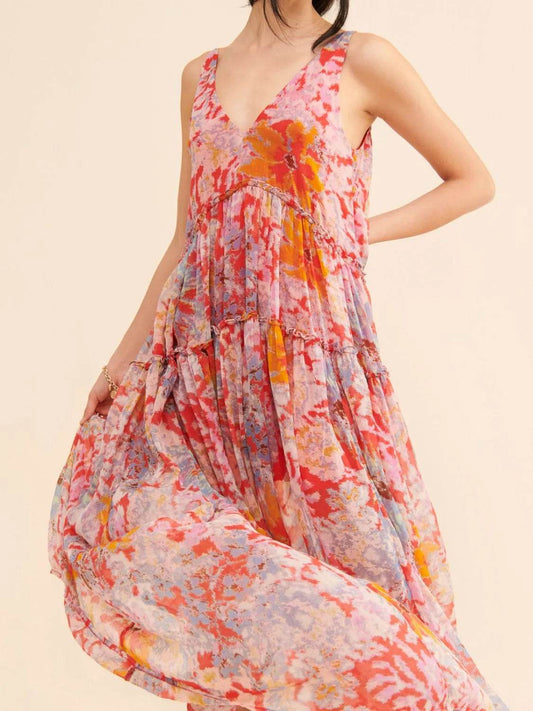 Printed V-Neck Sleeveless Dress Strawberry Trendsi 1198a804-480e-4b7f-b6e4-dc30b18939c5-Max-Origin