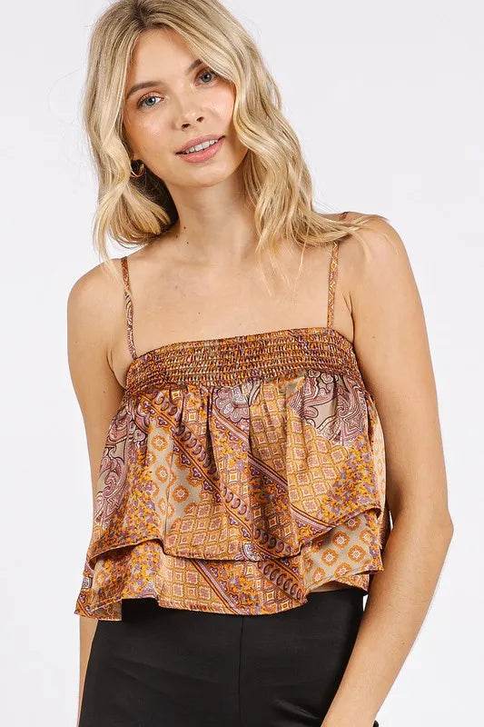 Mittoshop Paisley Patchwork Print Satin Ruffle Crop Cami Trendsi 11cd29ec-7f54-48a7-b09b-54e196bcb634-Max
