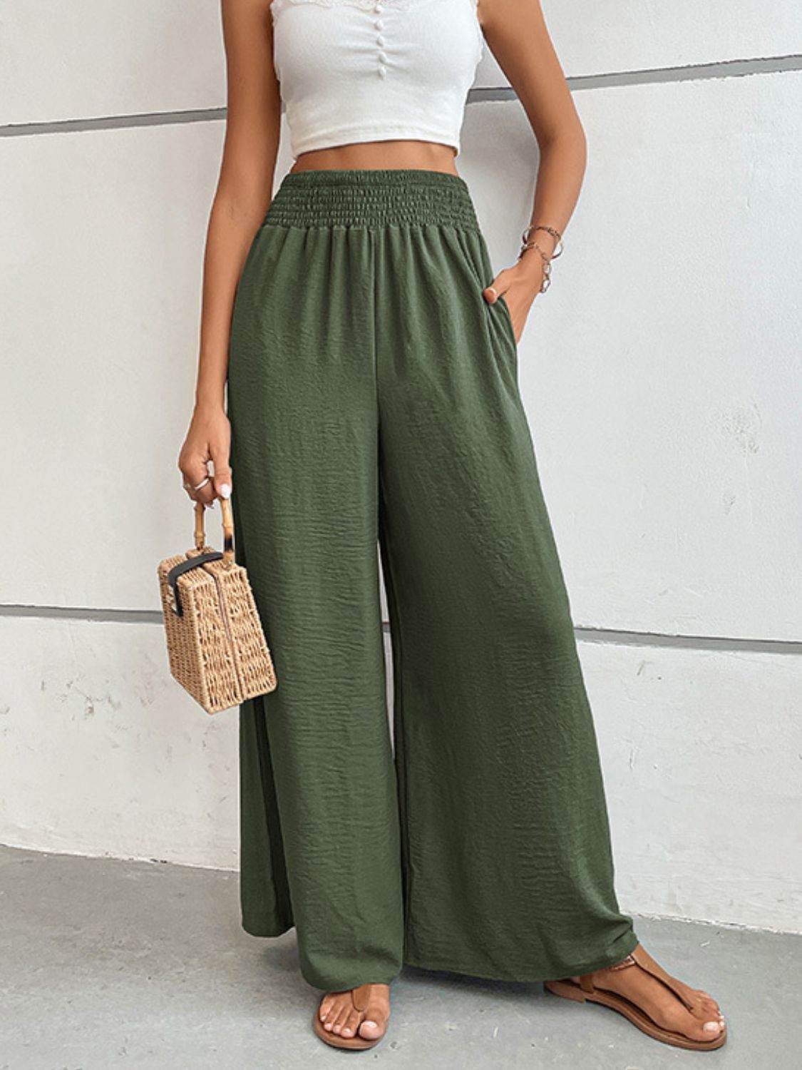 Perfee Wide Waistband Relax Fit Long Pants Matcha Green Trendsi 11ed2f4c2e8047e788e8db957e21223c-Max
