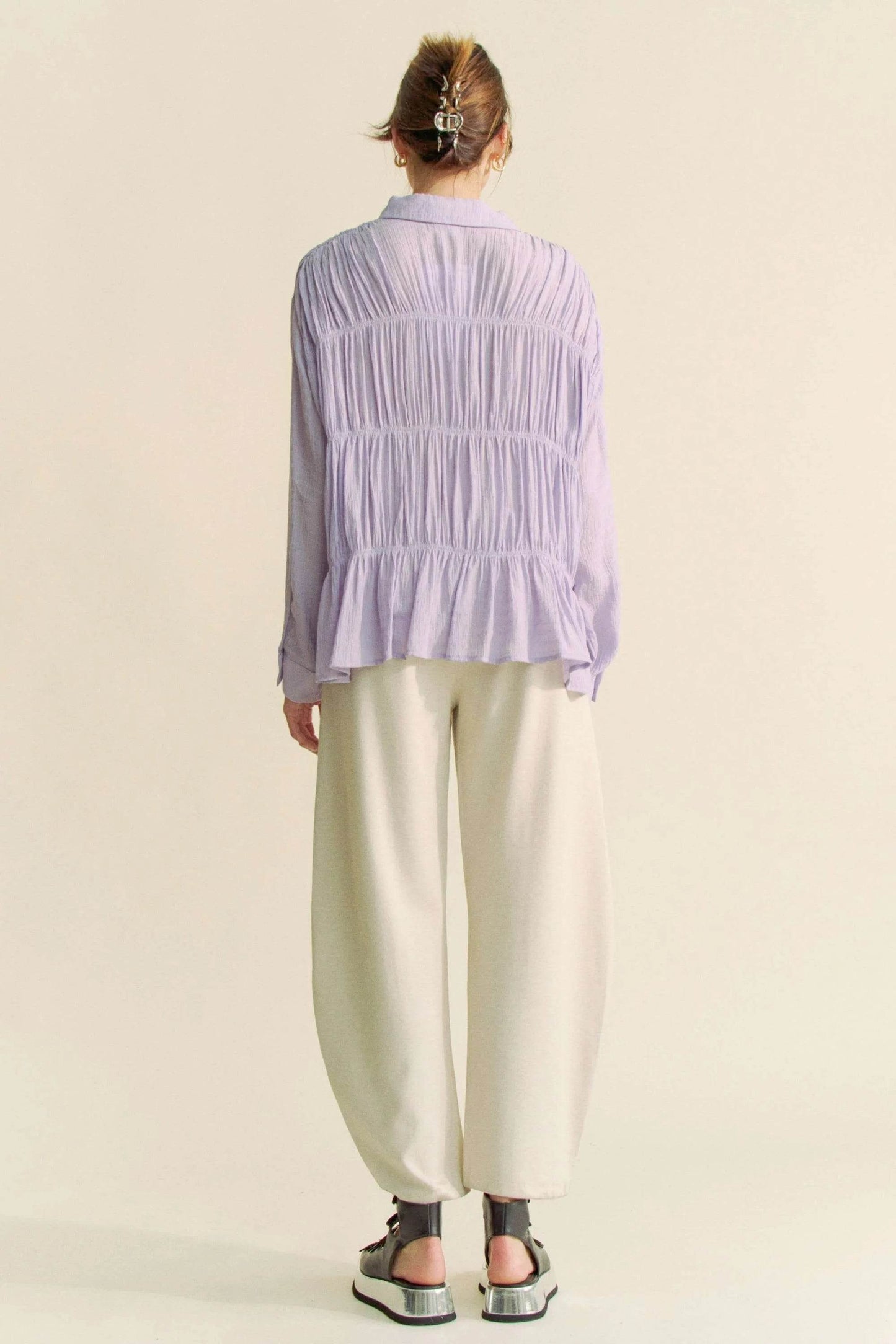 Davi & Dani Ruched All Over Button Front Shirt Trendsi 125be9a599784d9598716d5f4cc784e7-Max-Origin