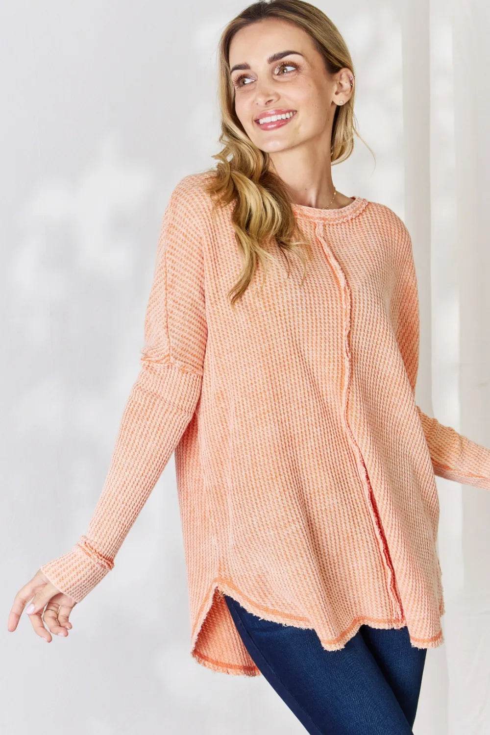 Zenana Oversized Washed Waffle Long Sleeve Top Trendsi 1291908b-979e-4e3a-9128-5c748ca82f39-Max