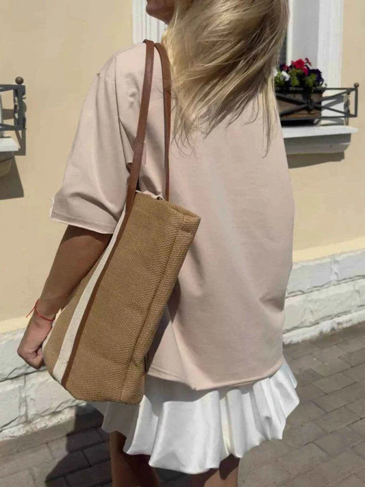 Round Neck Half Sleeve Oversized T-Shirt Trendsi 12a35746-ef0b-44a2-b92a-0364d919702c-Max-Origin