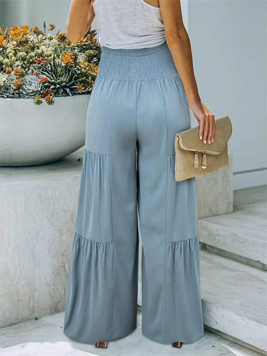 Smocked High Waist Pants Trendsi 12fcb04c-dc6f-43c3-9497-1c0629492b78-Max