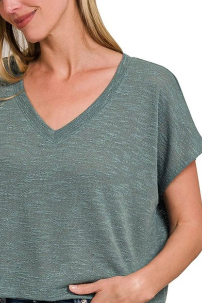 Zenana Hacci Slub V-neck Drop Shoulder Crop Top Trendsi 13018ffa-abb4-4826-b4fd-f835d095ce3b-Max-Origin