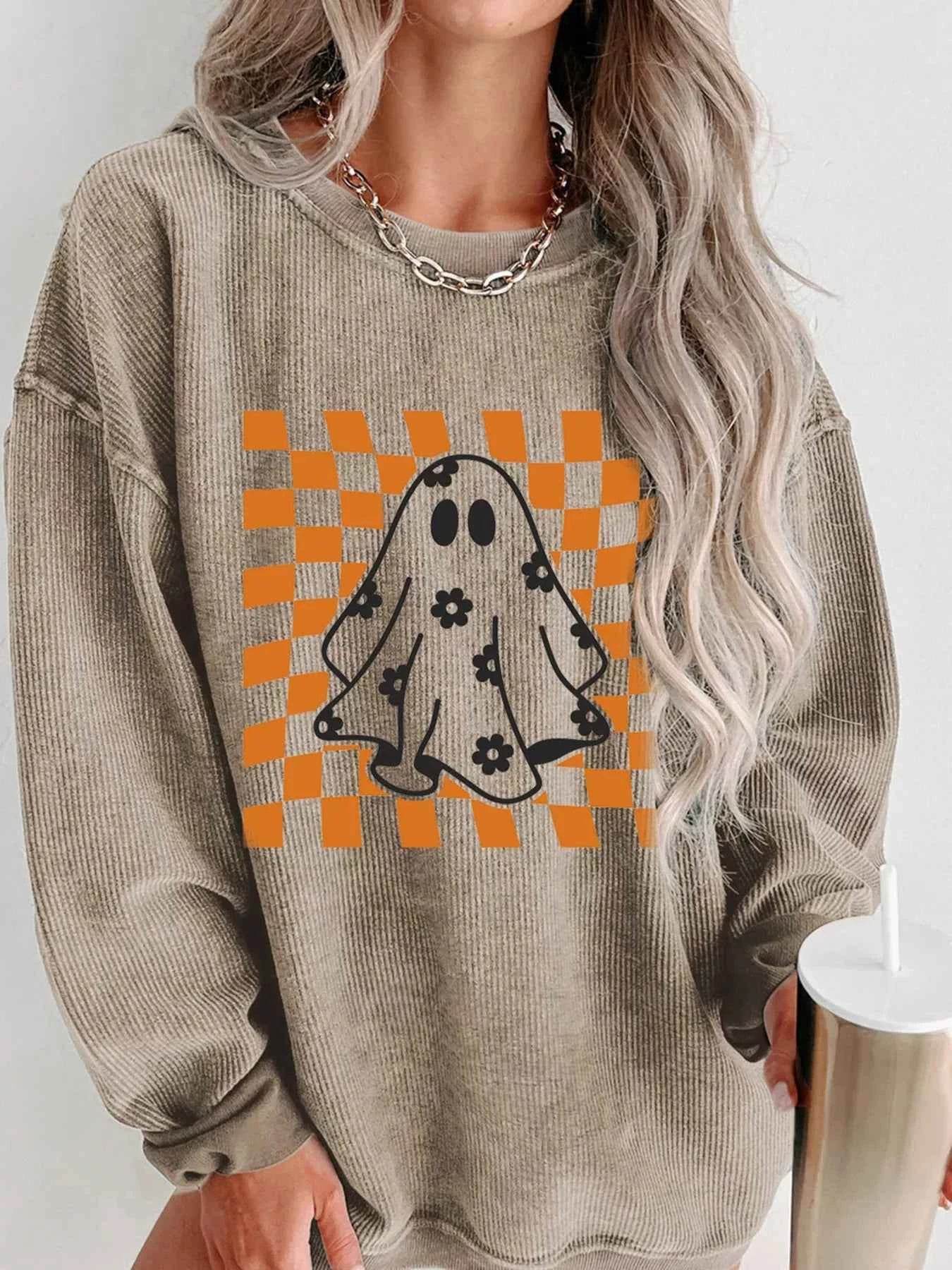 Halloween Checkerboard Floral Ghost Graphic Corded Sweatshirt Trendsi 1311b057039c49a680995e7e6cd6229a-Max-Origin