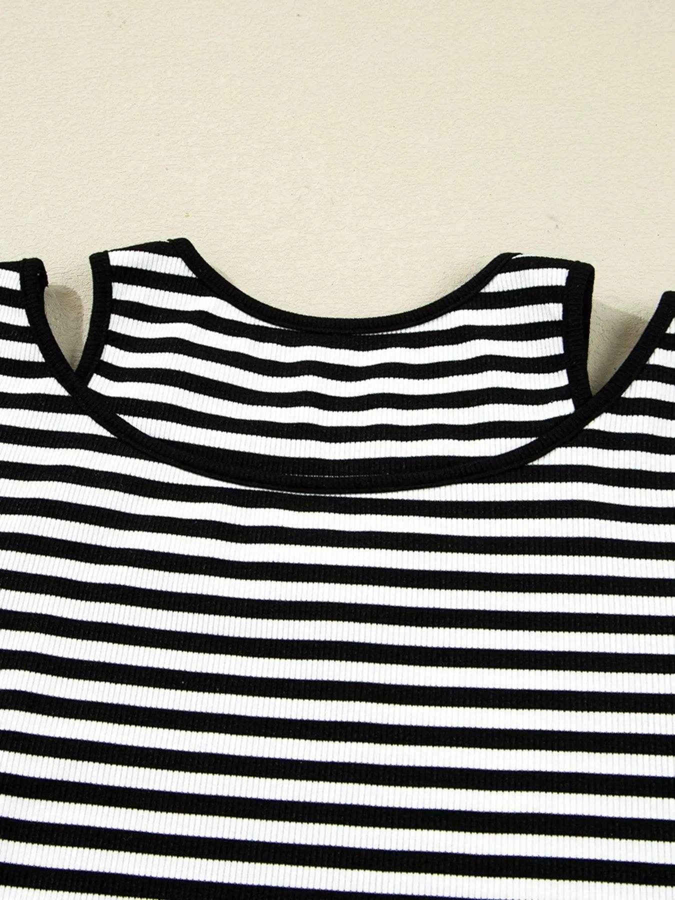 Stripe Double-layer Cold Shoulder Long Sleeve Top Trendsi 1314d50e65214e8ab31c63e01bda6ca0-Max-Origin